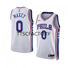 Maillot Basket Homme Philadelphia 76ers Tyrese Maxey 0 Nike 2022-23 Association Edition Blanc Swingman